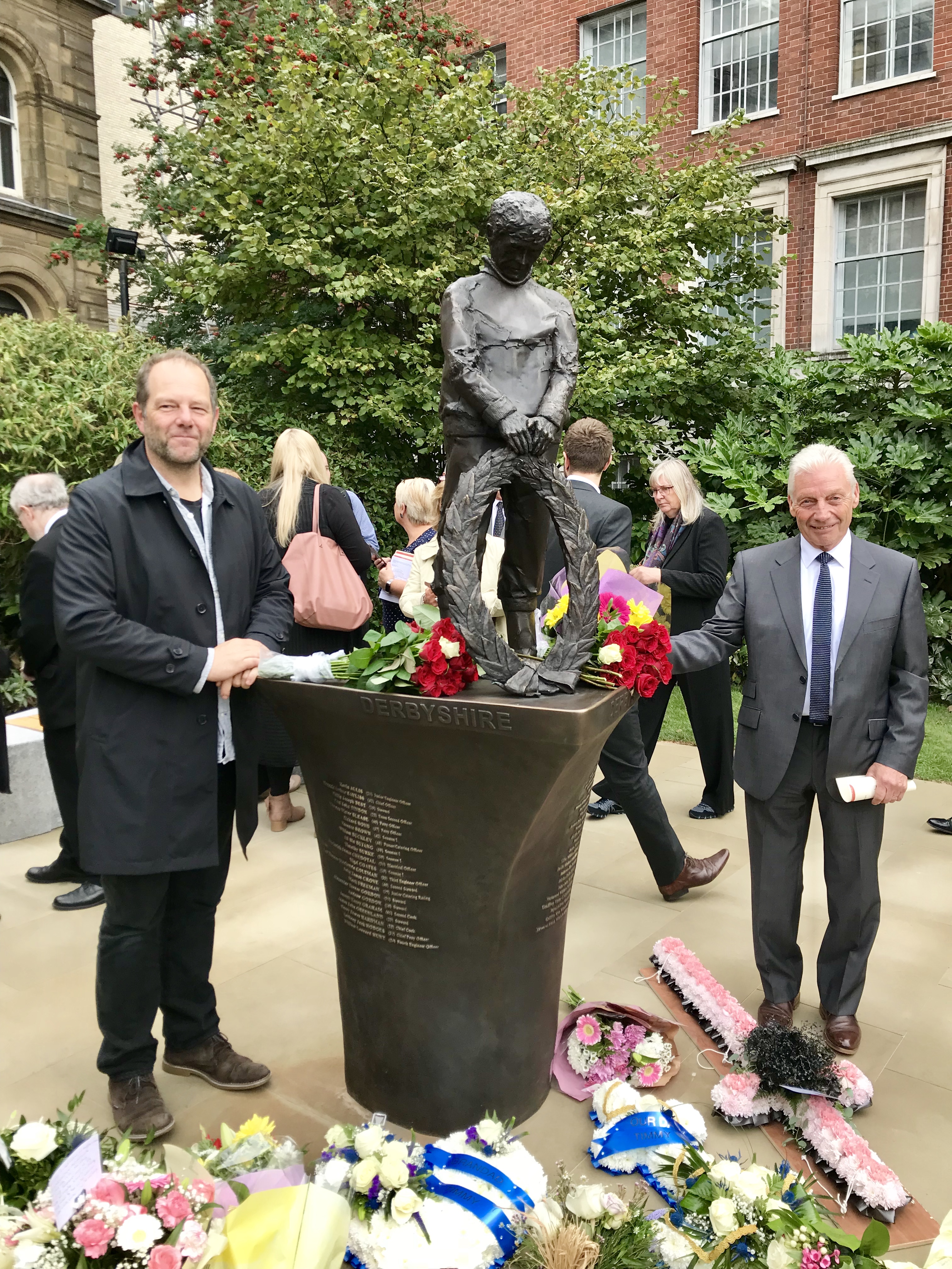 Chris Butler and Tony Evans with the Derbyshire Memorial Sculpture