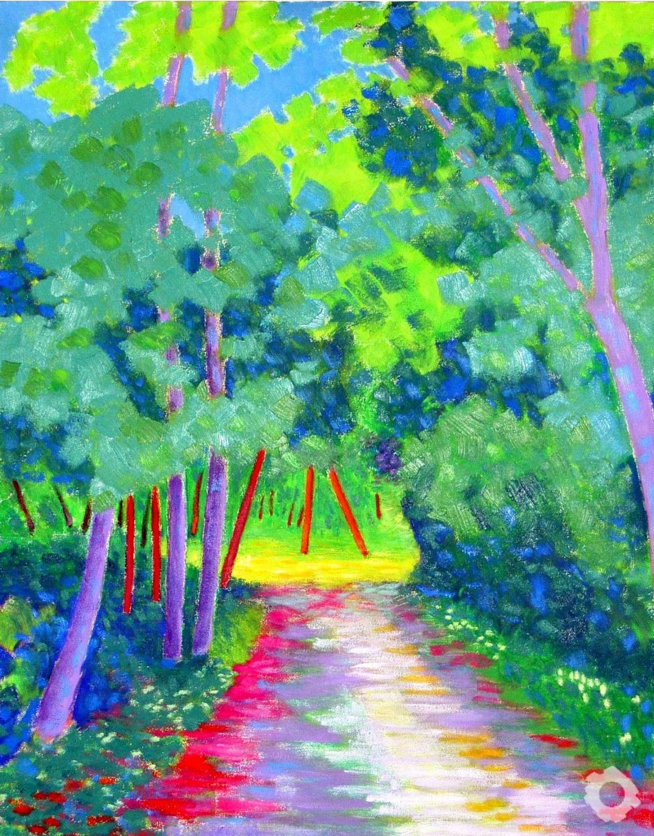 177 BLUEBELL WOODS (WOODLAND PATH 2) [2008] -oil on canvas 35x45in (89x114cm) (1)