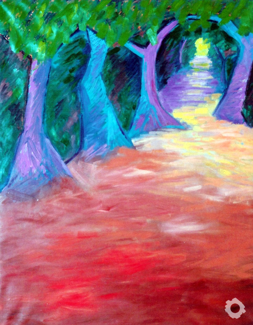 47 THROUGH THE PARK [1991-4] – oil on paper 46x57in (117x145cm) (1)